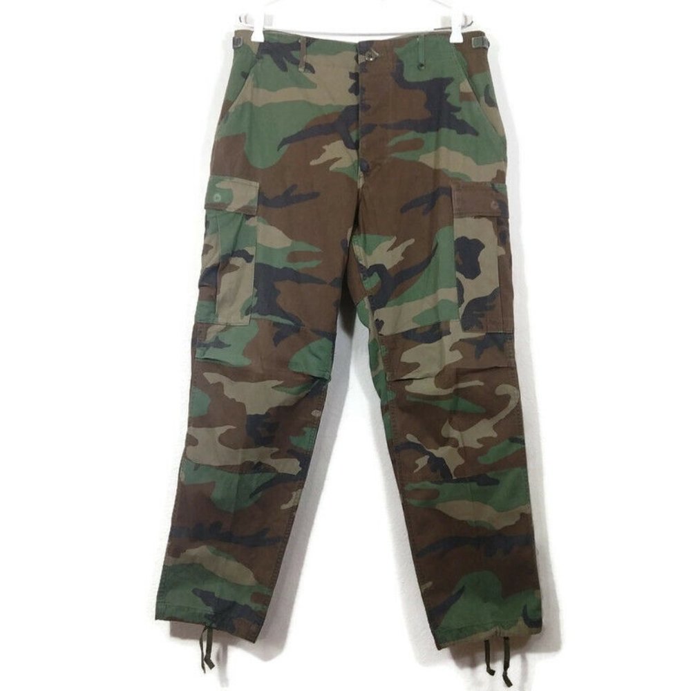 USGI Men's Military Woodland Camouflage Combat Trousers Adjust Pants Sz 31"-34"